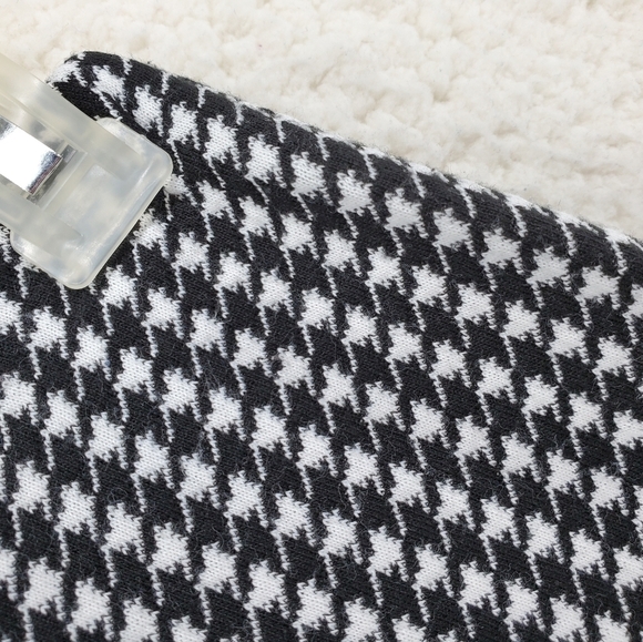 Vtg Y2K Jump Apparel Pant S 25-27x31 Houndstooth Black White Flare Pull-On USA - Picture 7 of 9